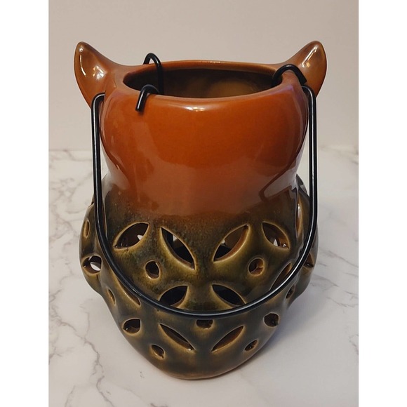 Ceramic Owl Tealight Candle Holder Lantern 6 inch - Picture 2 of 3